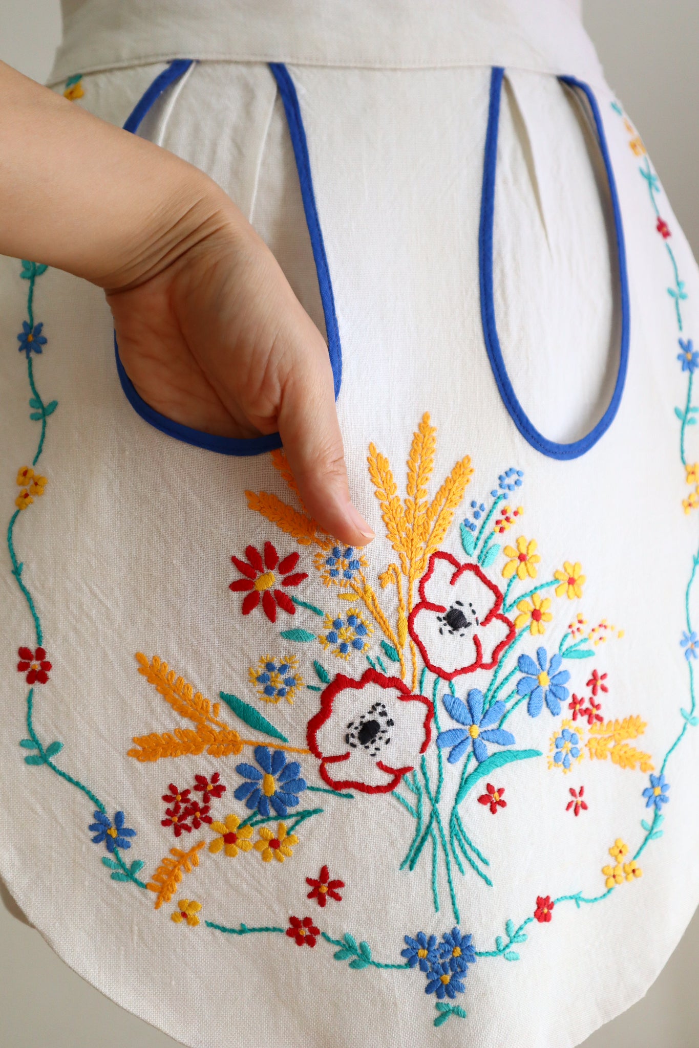 1940s Flower Decorative Linen Apron
