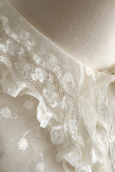 1910s French Daisy Tulle Lace Dickey