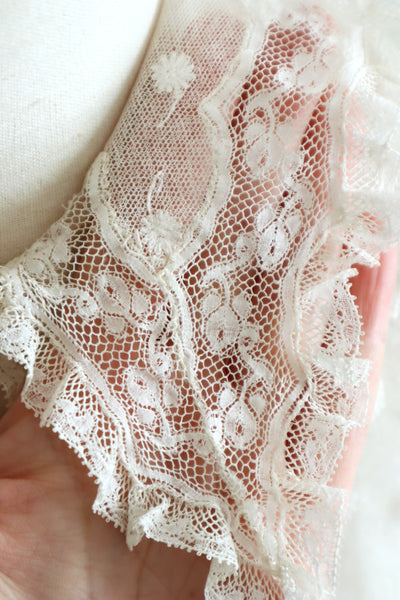 1910s French Daisy Tulle Lace Dickey