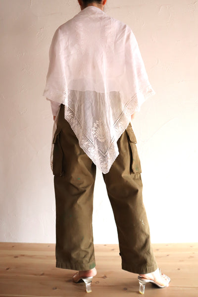 19th Century French Muslin Embroidered Fichu Shawl