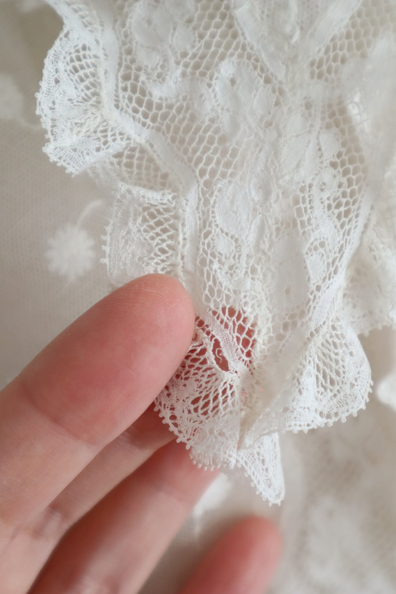1910s French Daisy Tulle Lace Dickey