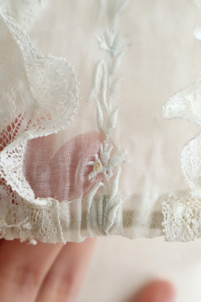 1910s French Daisy Tulle Lace Dickey