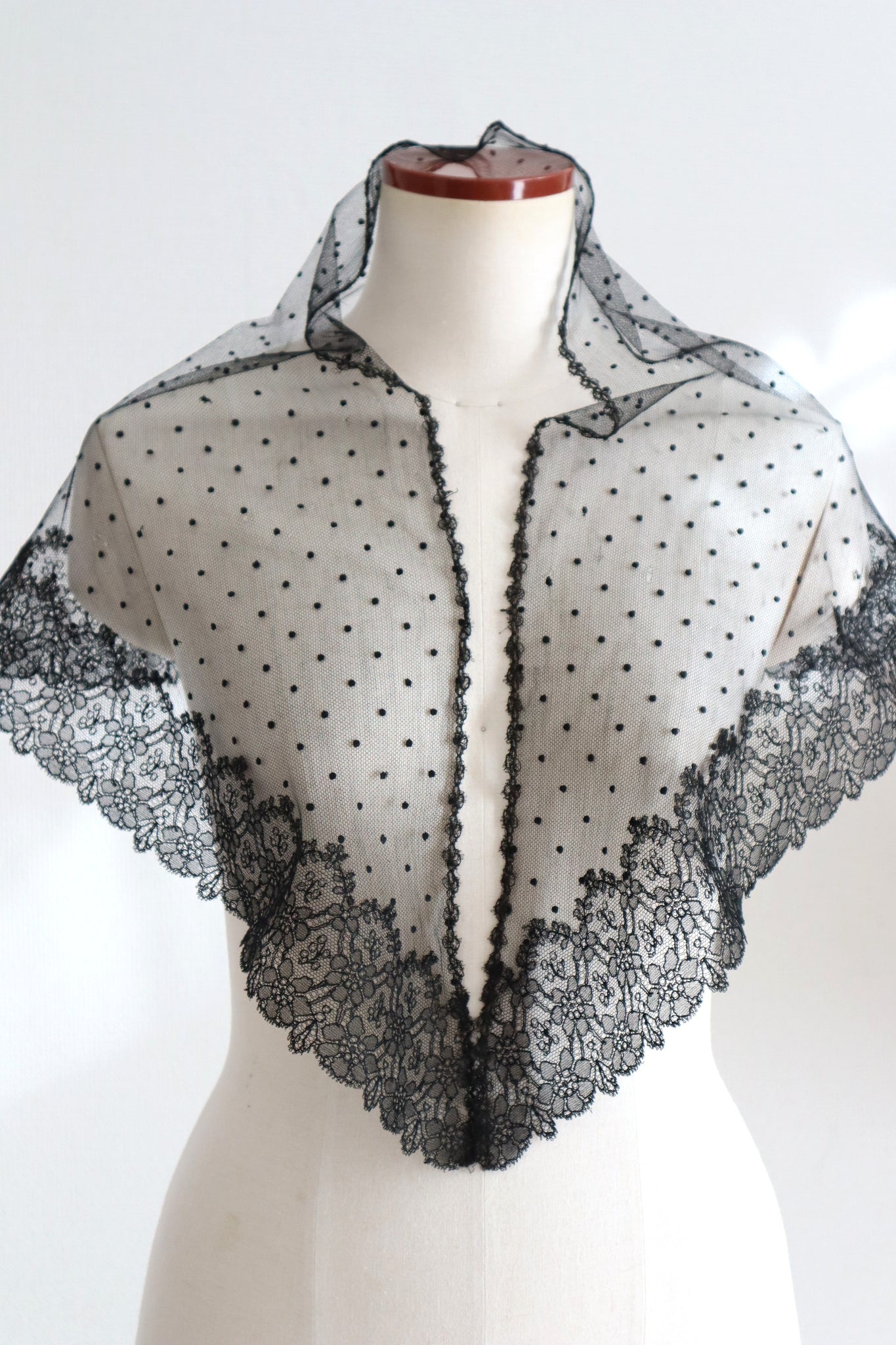 Belle Epoque French Black Lace Shawl