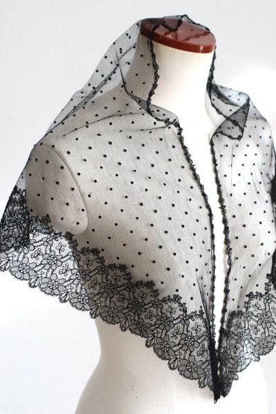 Belle Epoque French Black Lace Shawl
