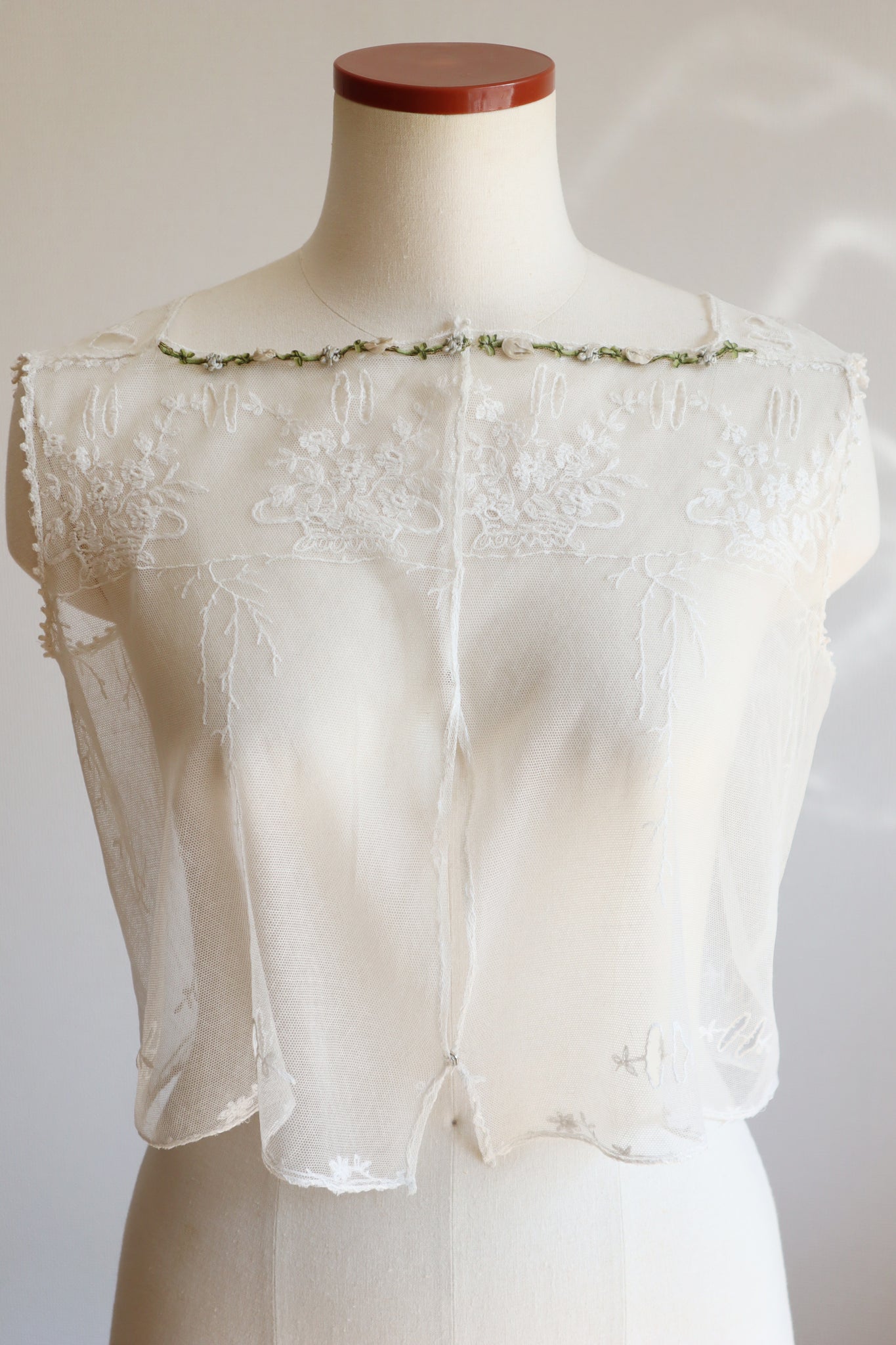 1900s Floral Lace Tulle Top