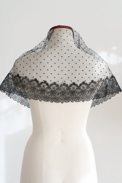 Belle Epoque French Black Lace Shawl