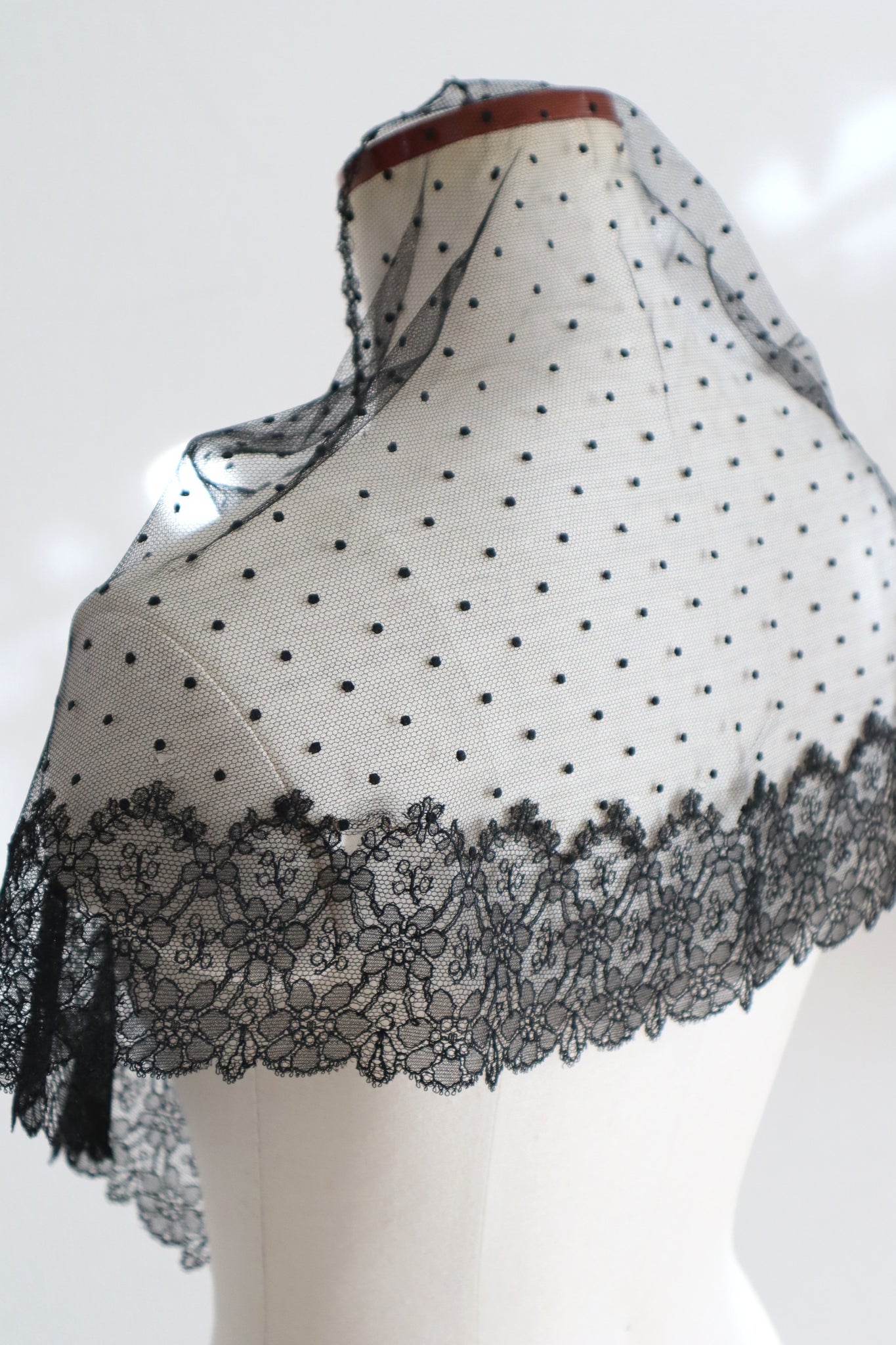 Belle Epoque French Black Lace Shawl