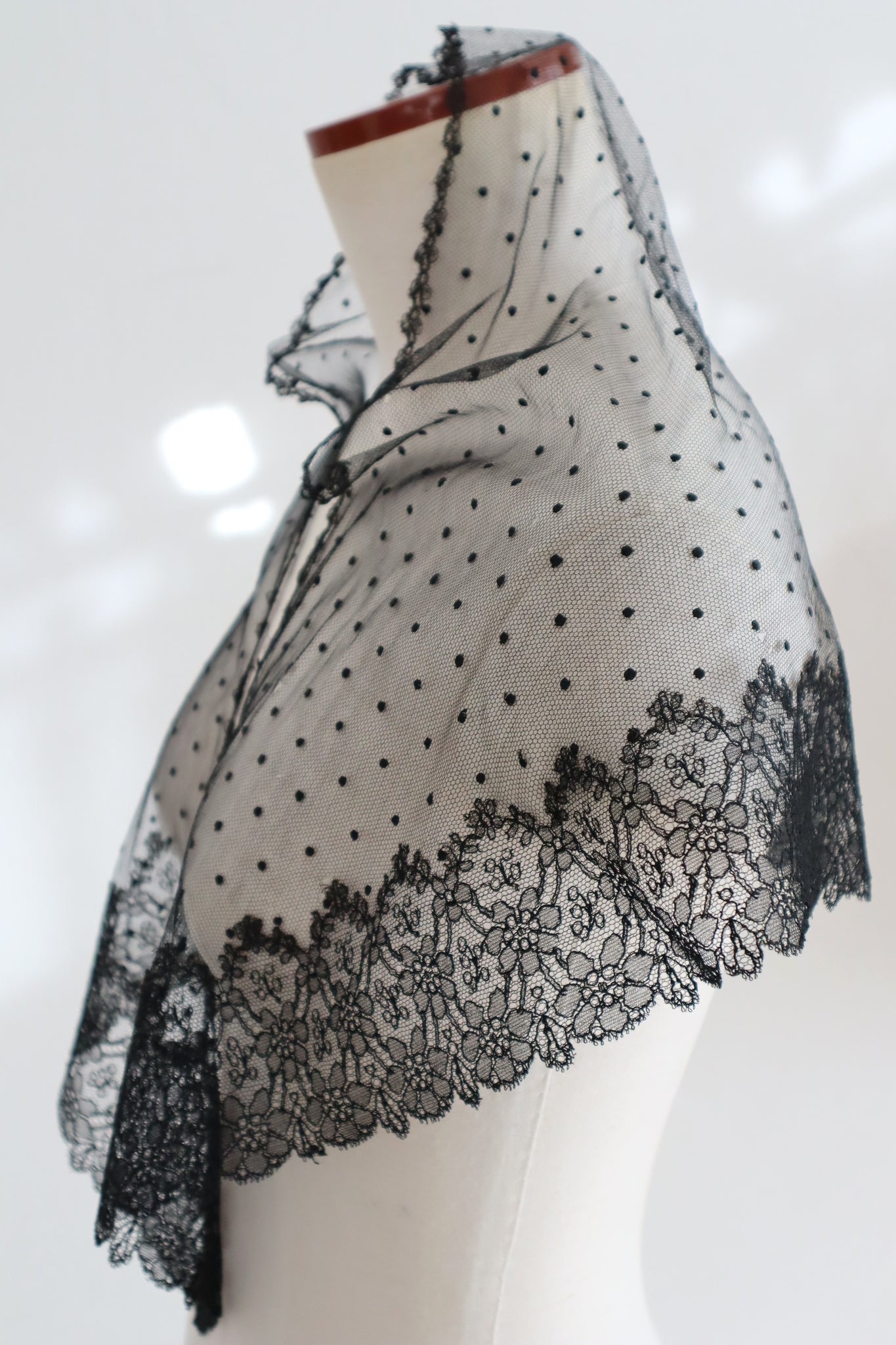 Belle Epoque French Black Lace Shawl