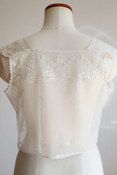 1900s Floral Lace Tulle Top