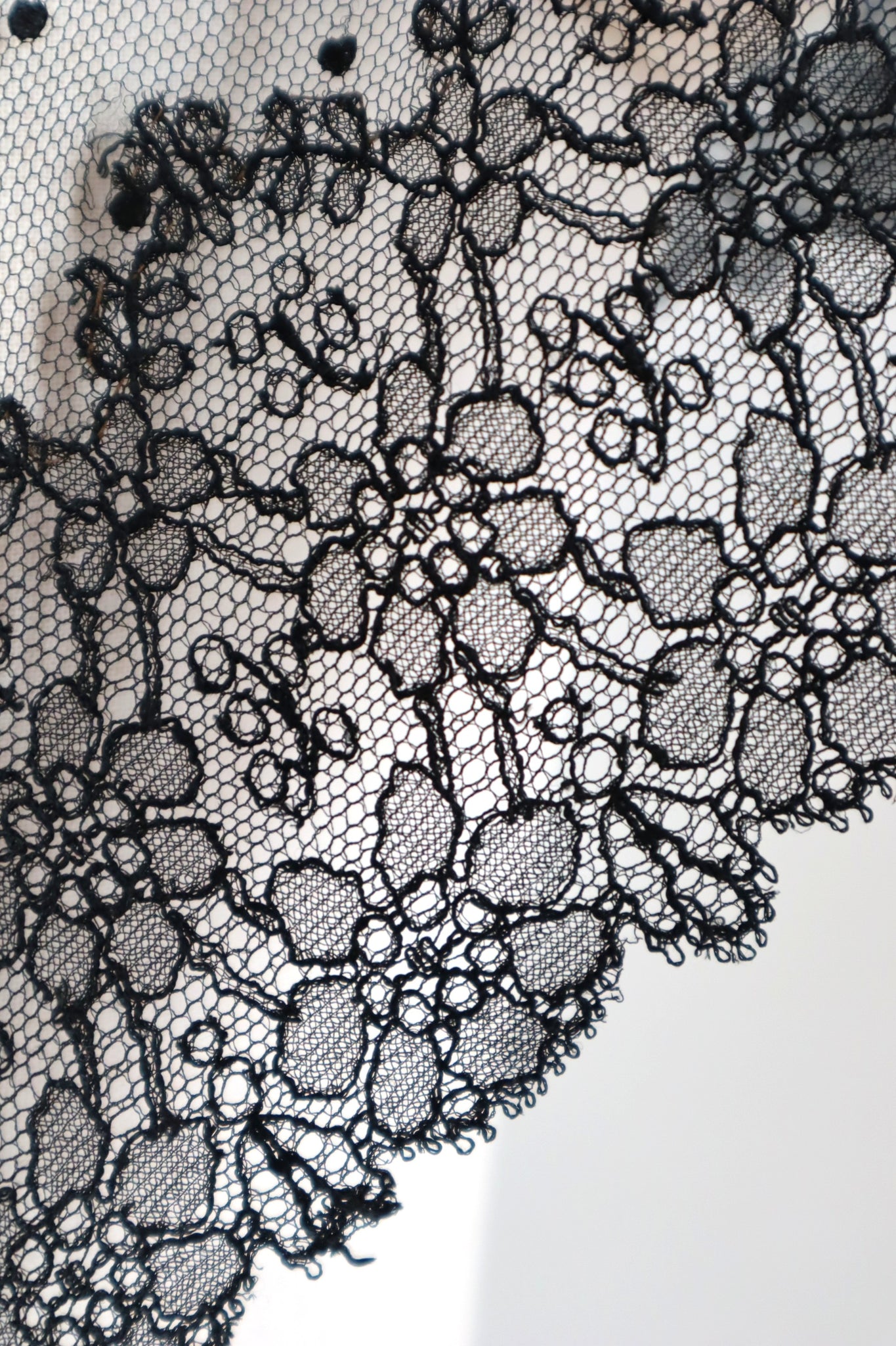 Belle Epoque French Black Lace Shawl
