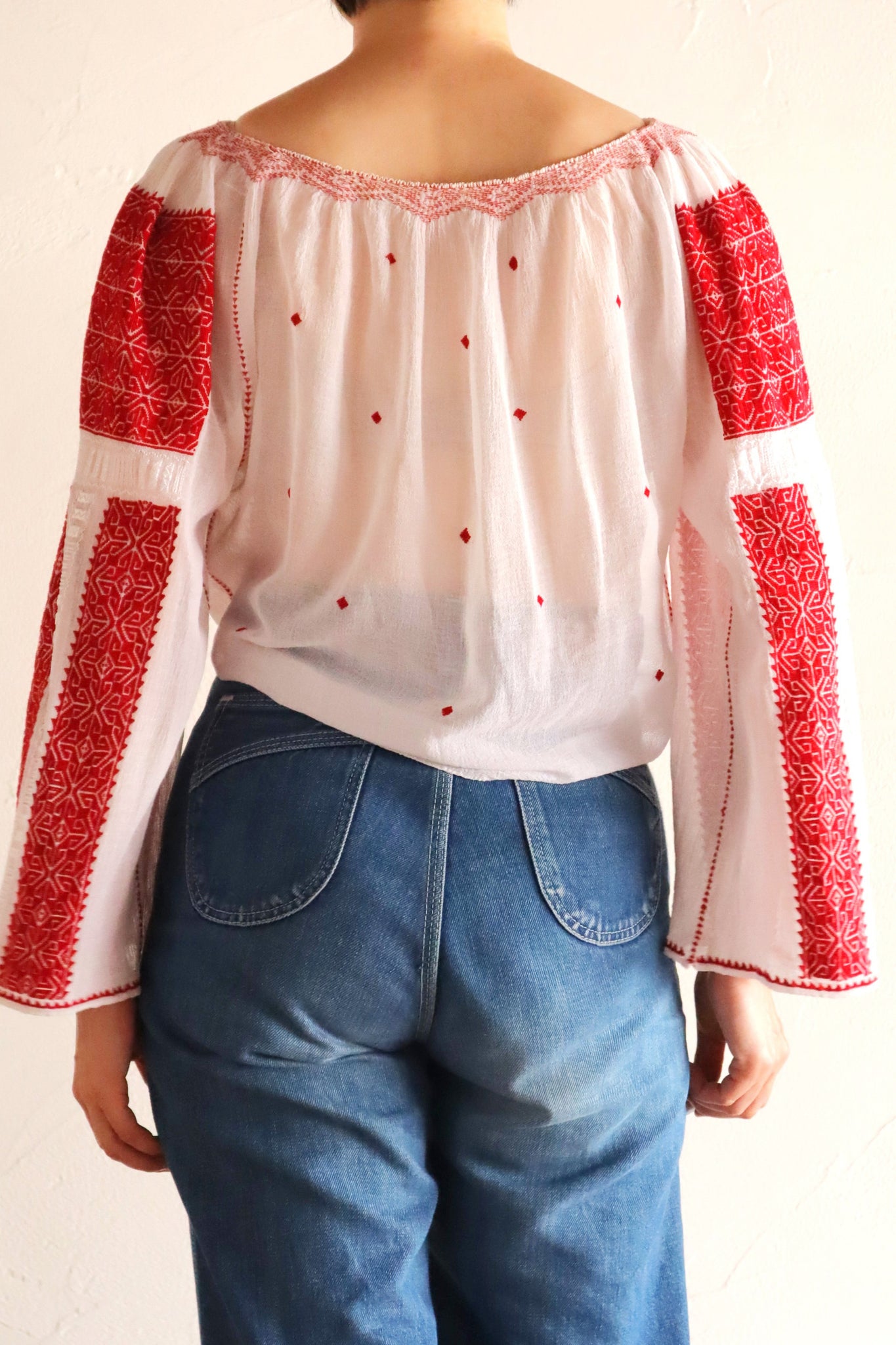 1940s~1950s Romanian Blouse Red