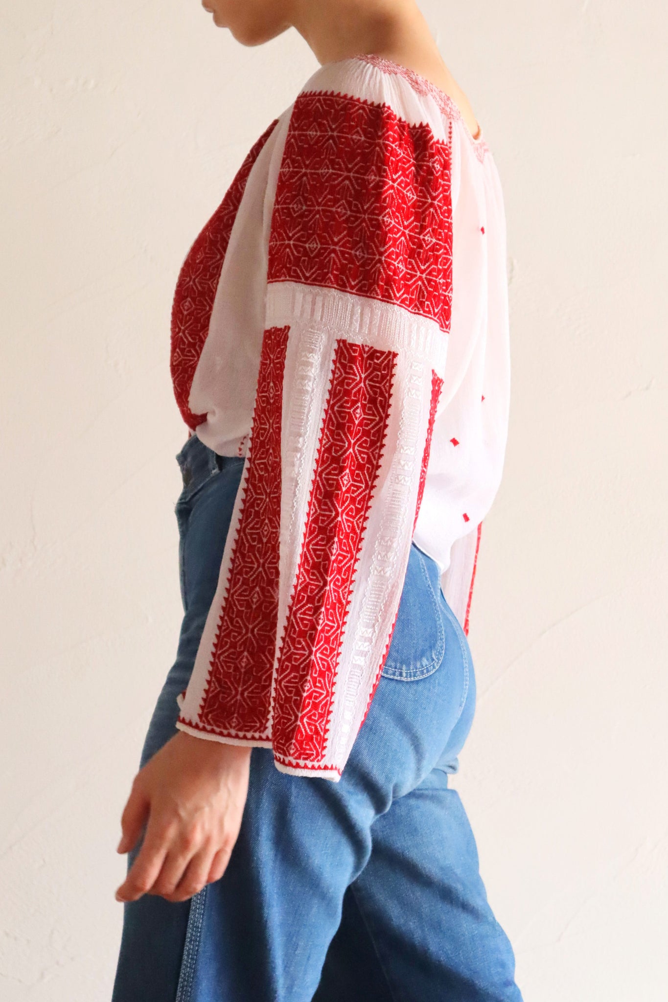 1940s~1950s Romanian Blouse Red