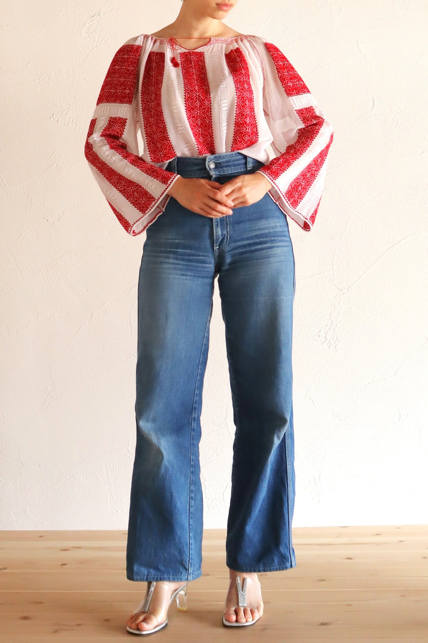 1940s~1950s Romanian Blouse Red