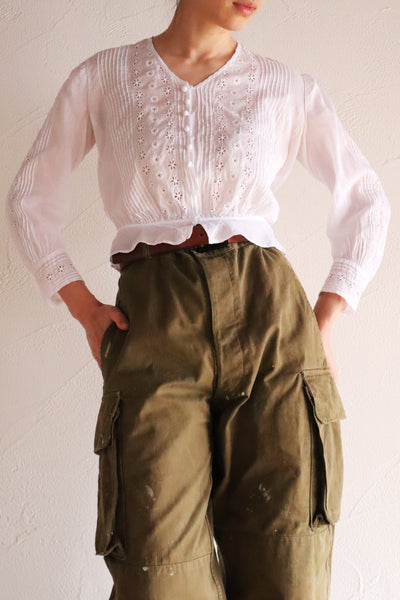 1910s French Cotton Cutwork Embroidered Blouse