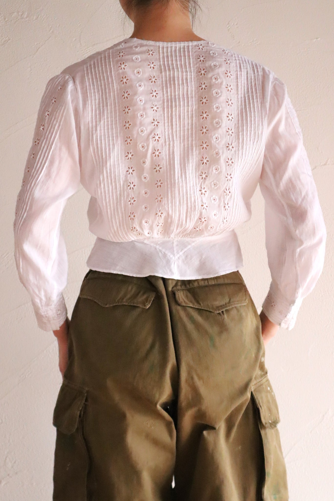 1910s French Cotton Cutwork Embroidered Blouse