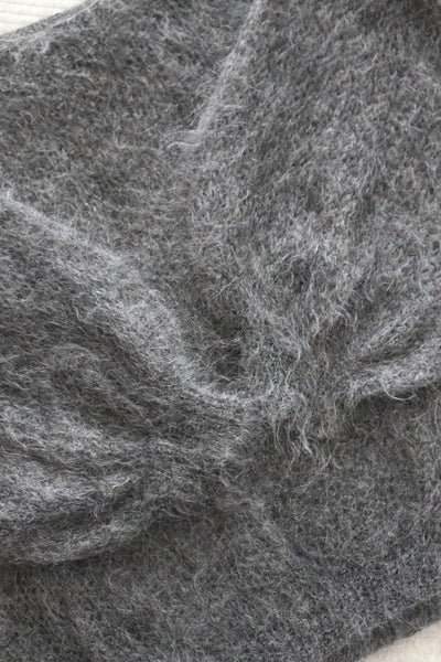 80s Hand Knit Charcoal Gray Mohair Sweater