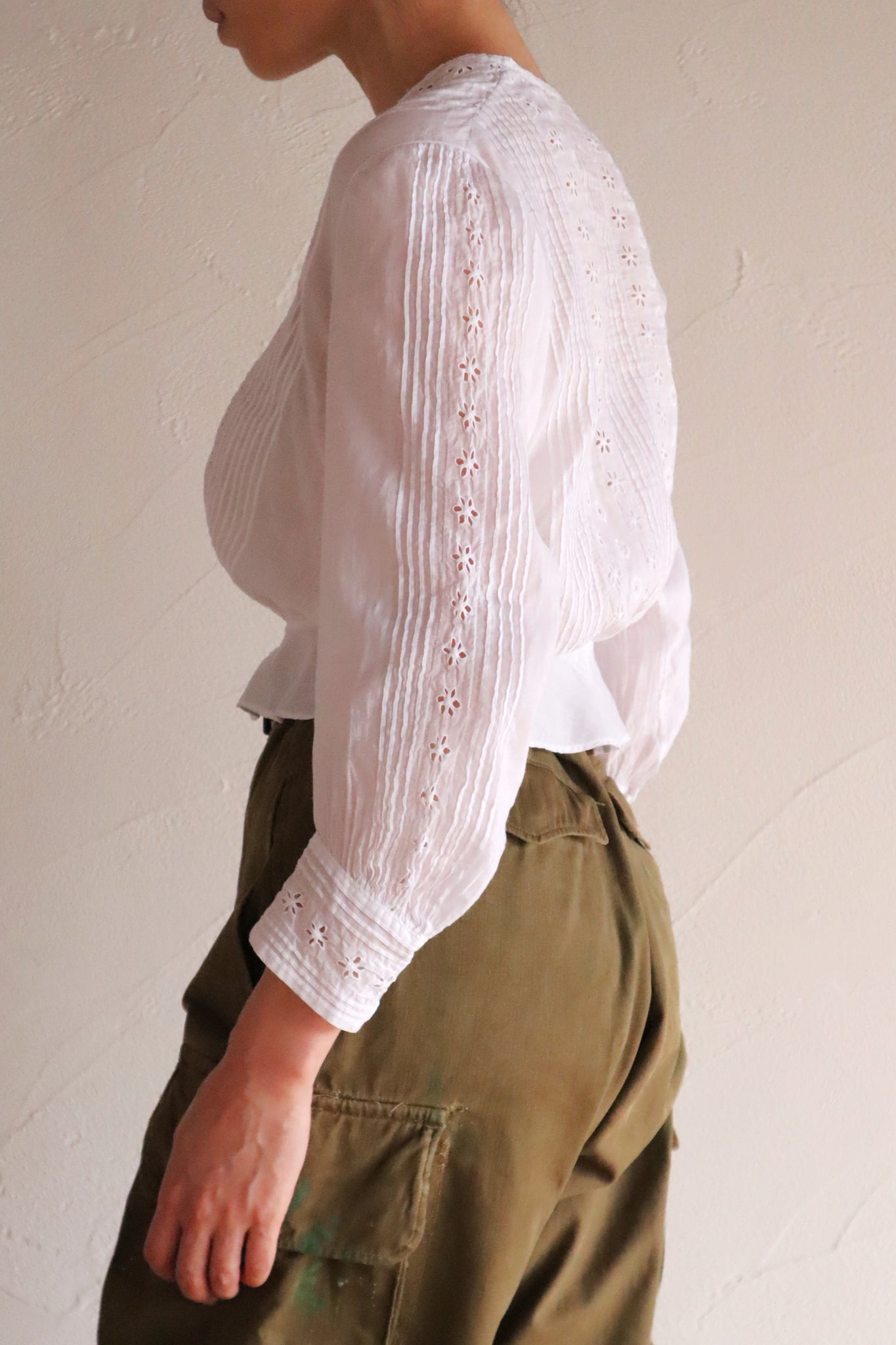 1910s French Cotton Cutwork Embroidered Blouse