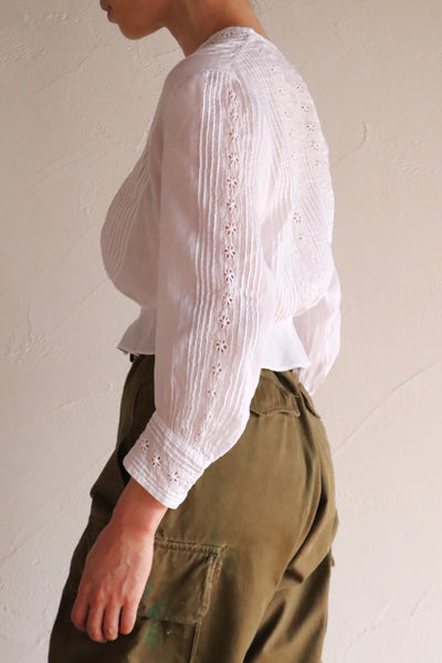 1910s French Cotton Cutwork Embroidered Blouse