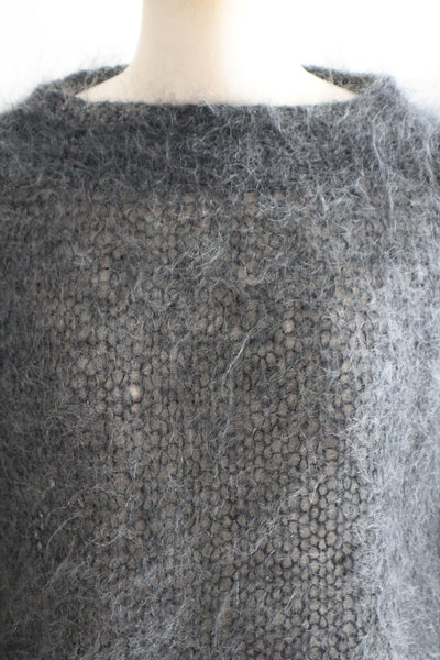 80s Hand Knit Charcoal Gray Mohair Sweater