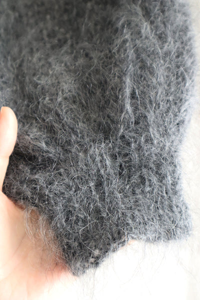 80s Hand Knit Charcoal Gray Mohair Sweater