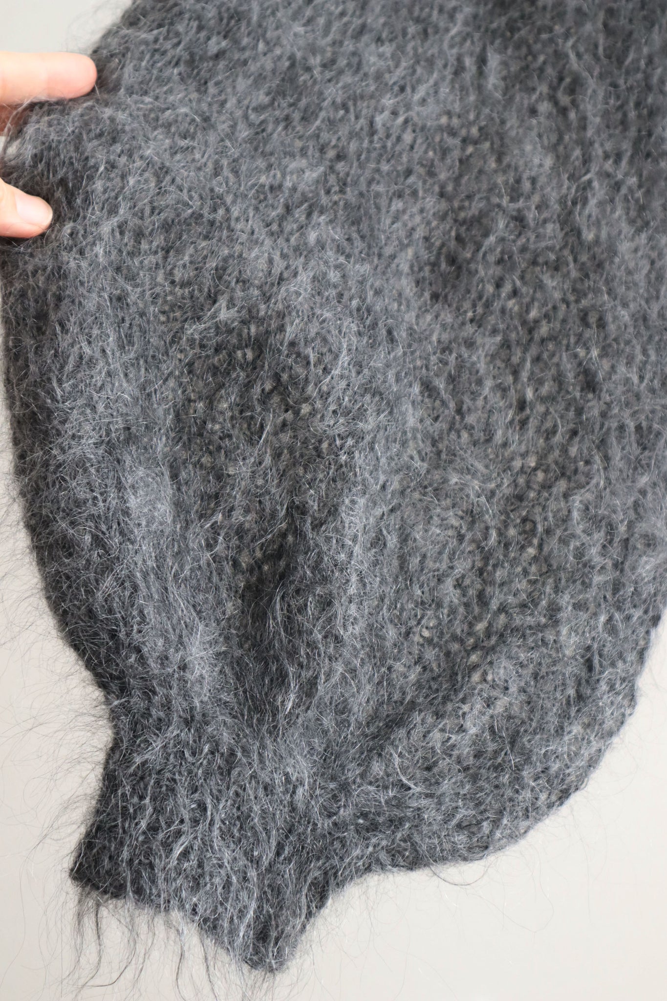 80s Hand Knit Charcoal Gray Mohair Sweater