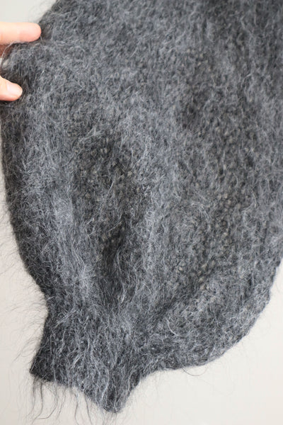 80s Hand Knit Charcoal Gray Mohair Sweater