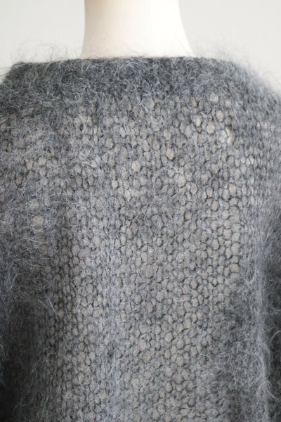 80s Hand Knit Charcoal Gray Mohair Sweater