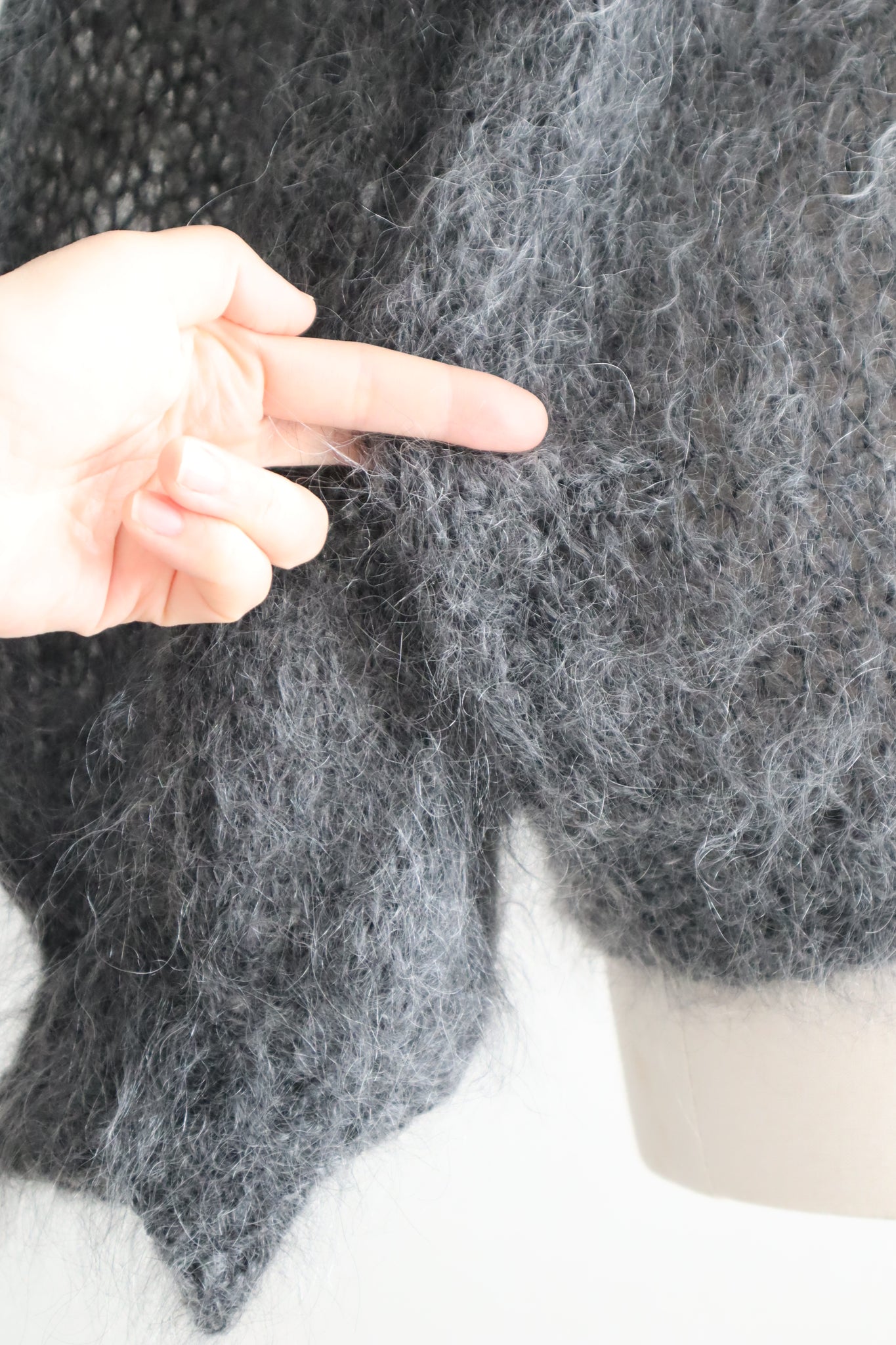 80s Hand Knit Charcoal Gray Mohair Sweater