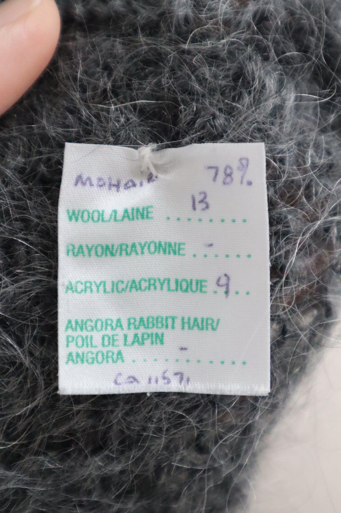 80s Hand Knit Charcoal Gray Mohair Sweater