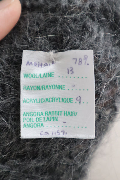 80s Hand Knit Charcoal Gray Mohair Sweater