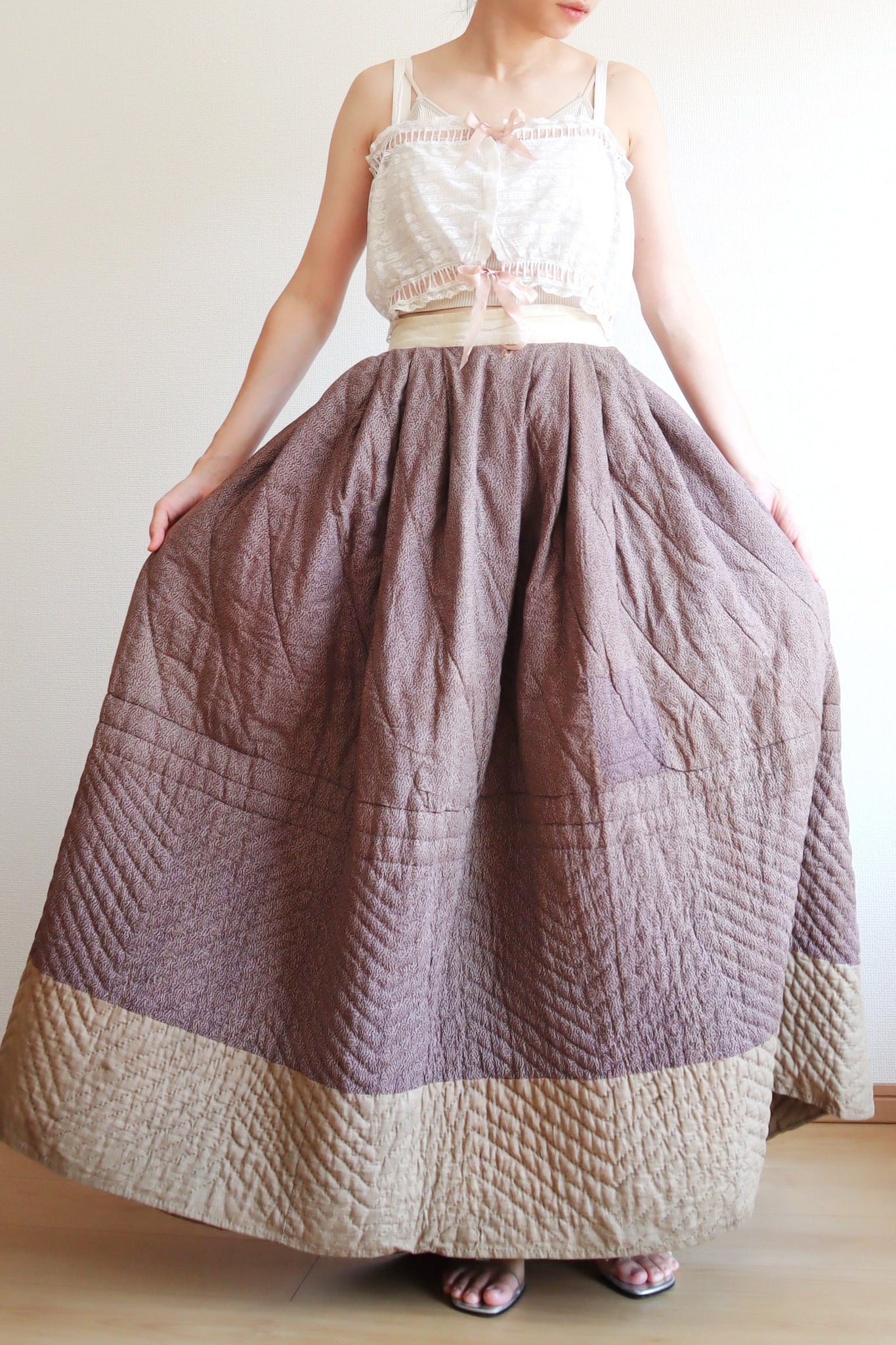 19th Hand Quilted Petticoat Skirt Purple