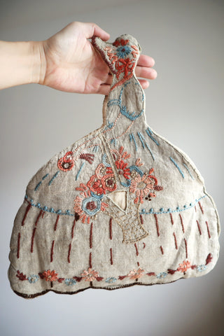 1930s Embroidered Crinoline Lady Bag