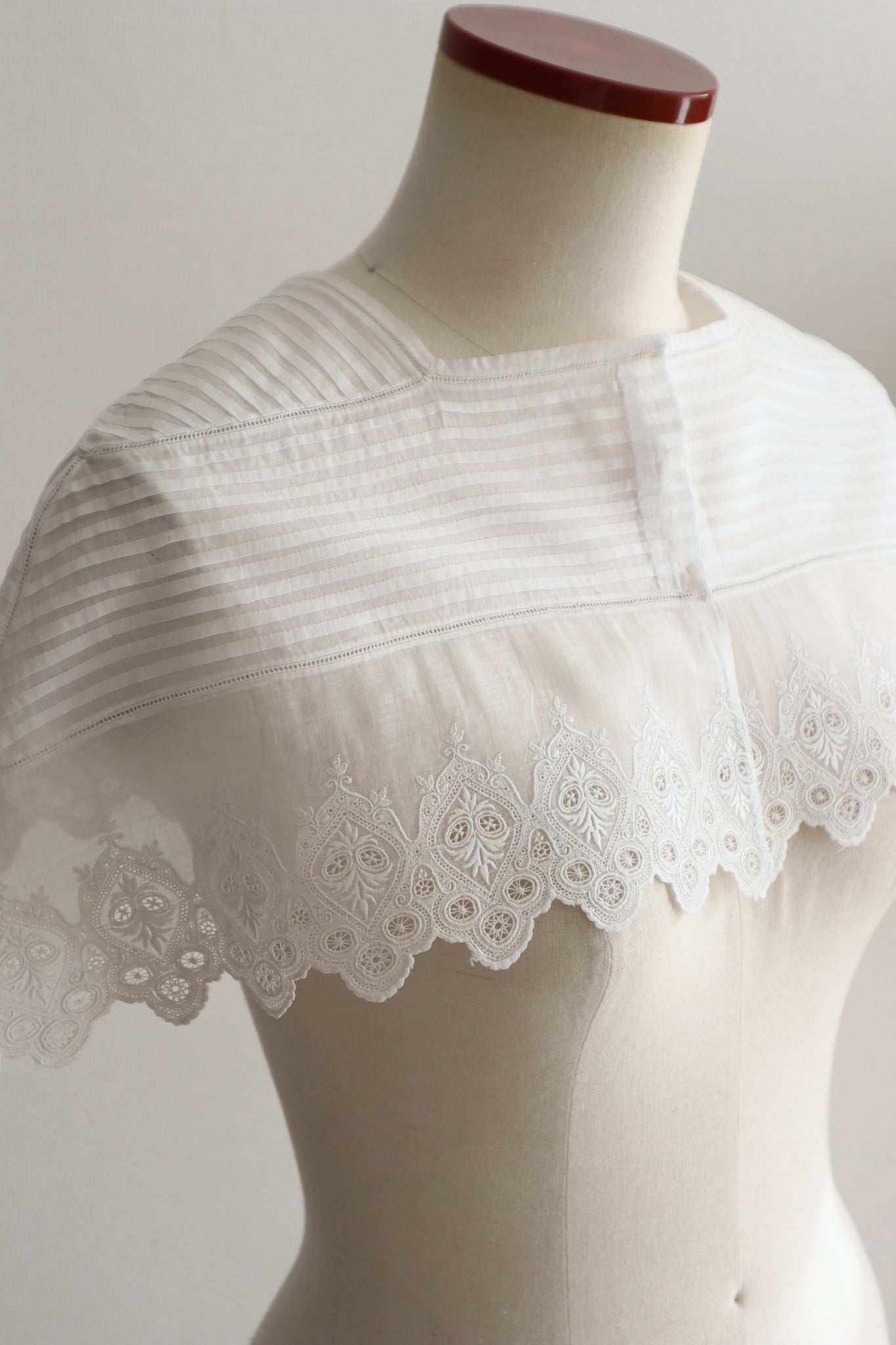 1900s French Broderie Anglaise Capelet