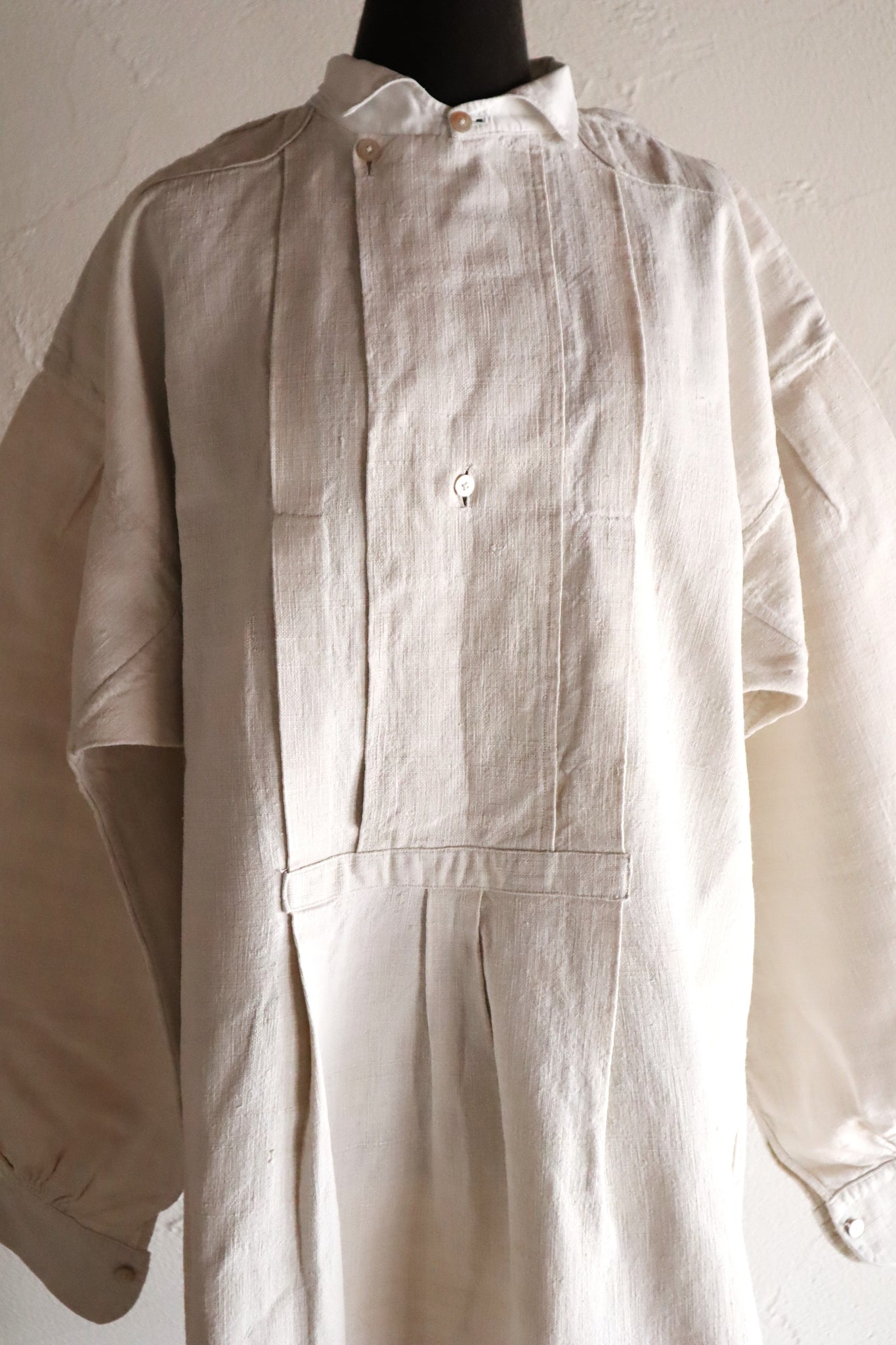 1890s French Homespun Linen Shepherd's Smock