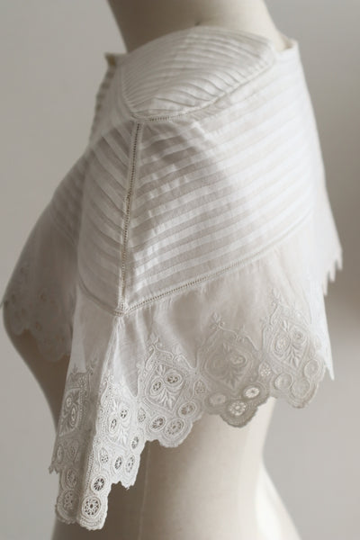 1900s French Broderie Anglaise Capelet