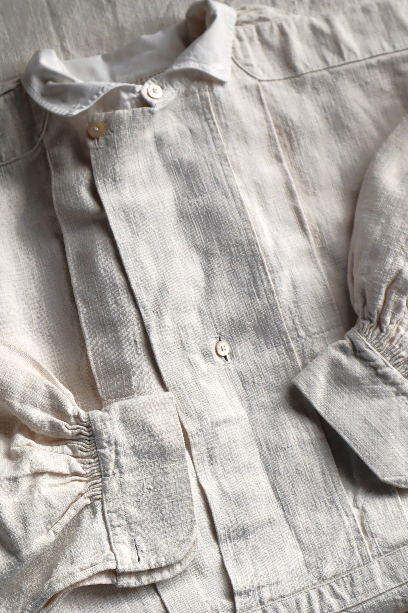 1890s French Homespun Linen Shepherd's Smock