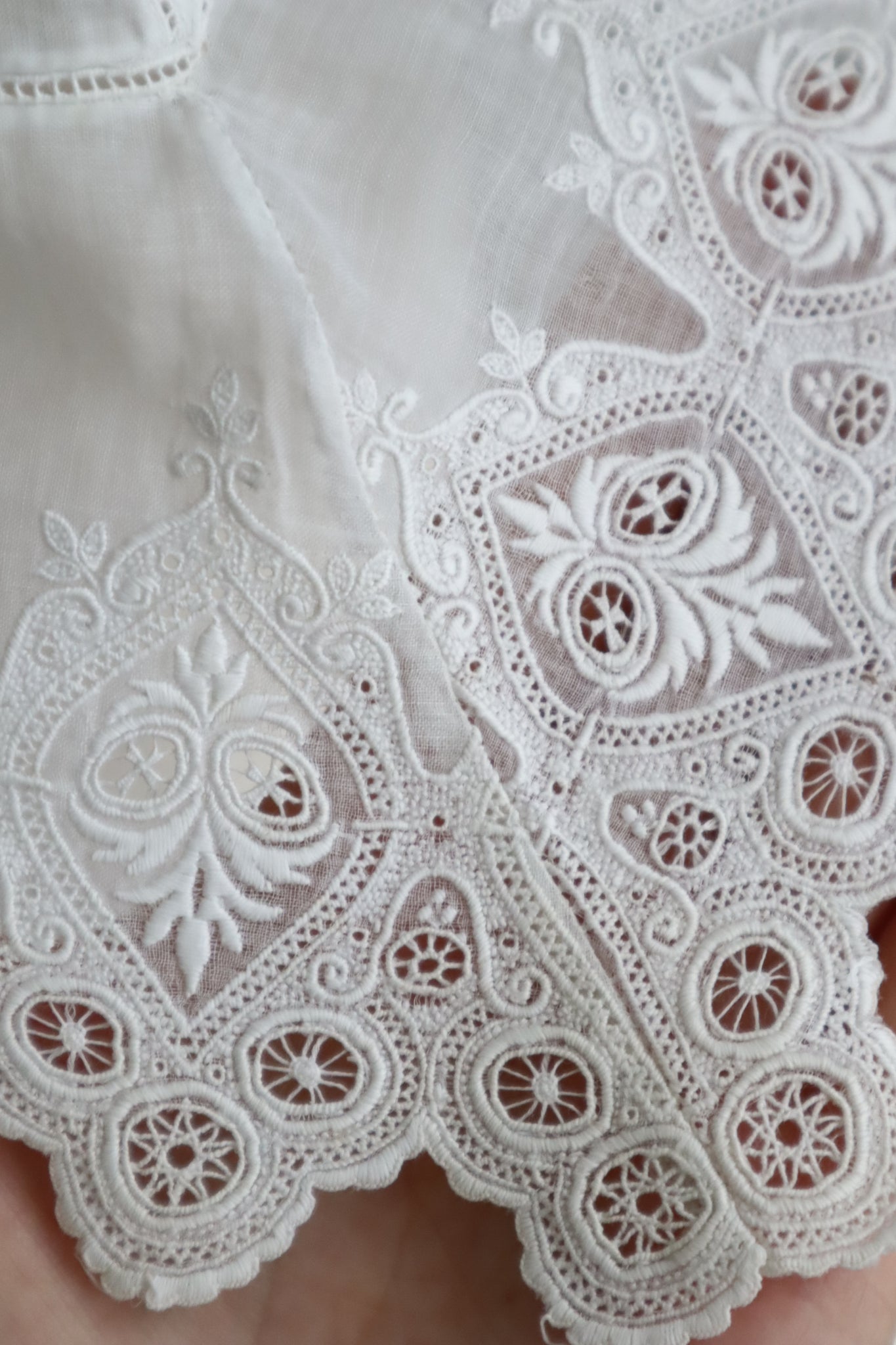 1900s French Broderie Anglaise Capelet