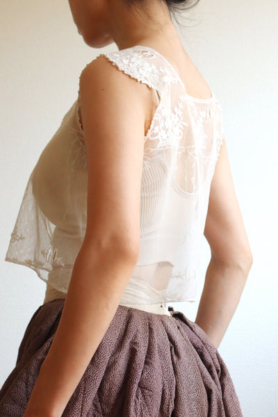 1900s Floral Lace Tulle Top