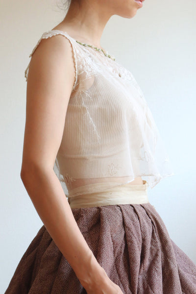 1900s Floral Lace Tulle Top