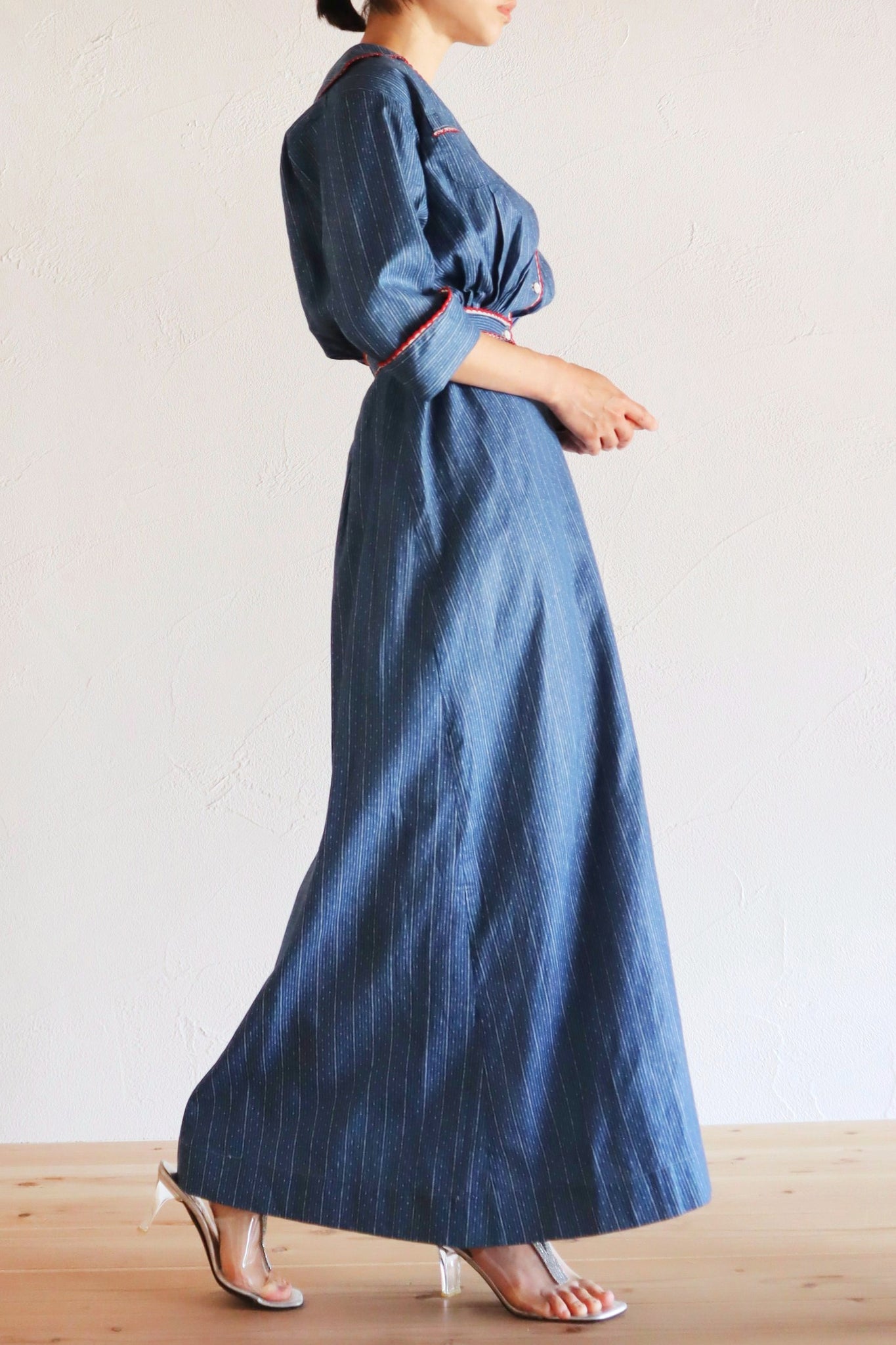1910s Indigo Calico Dress