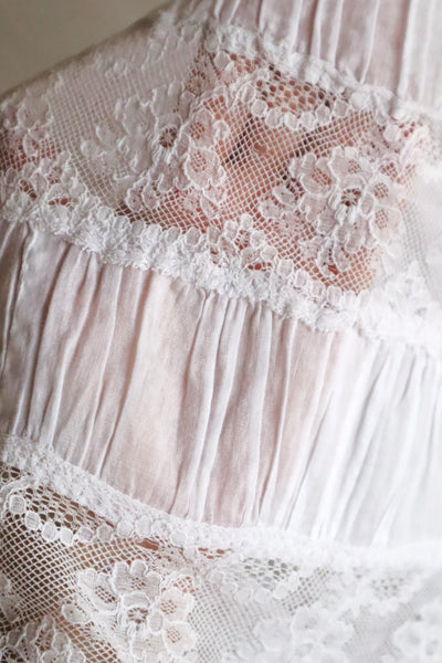 1910s French Valenciennes Lace Cotton Lawn Dress