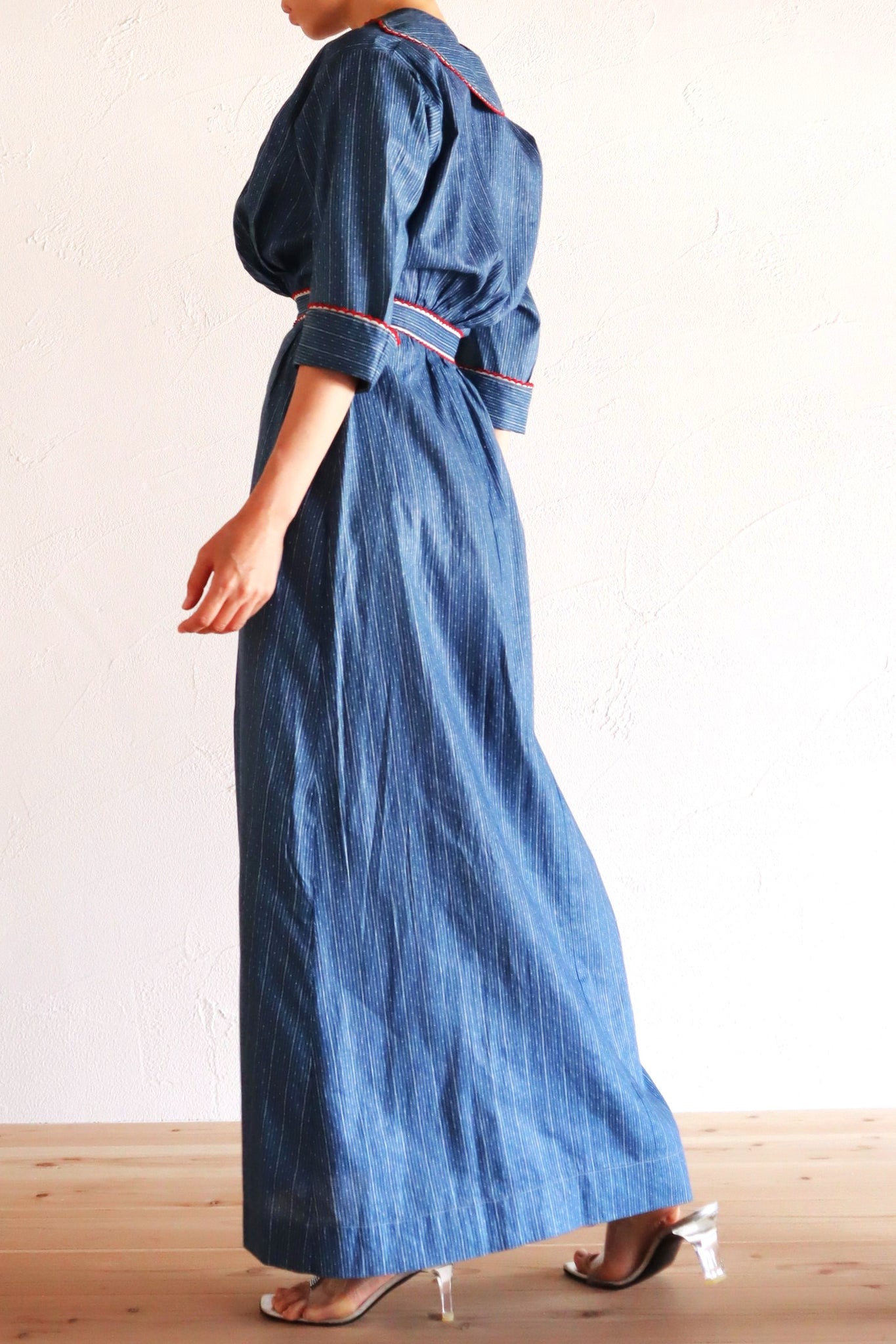 1910s Indigo Calico Dress