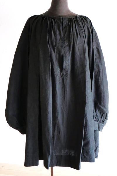 Early 1900s French Black Indigo Linen Biaude