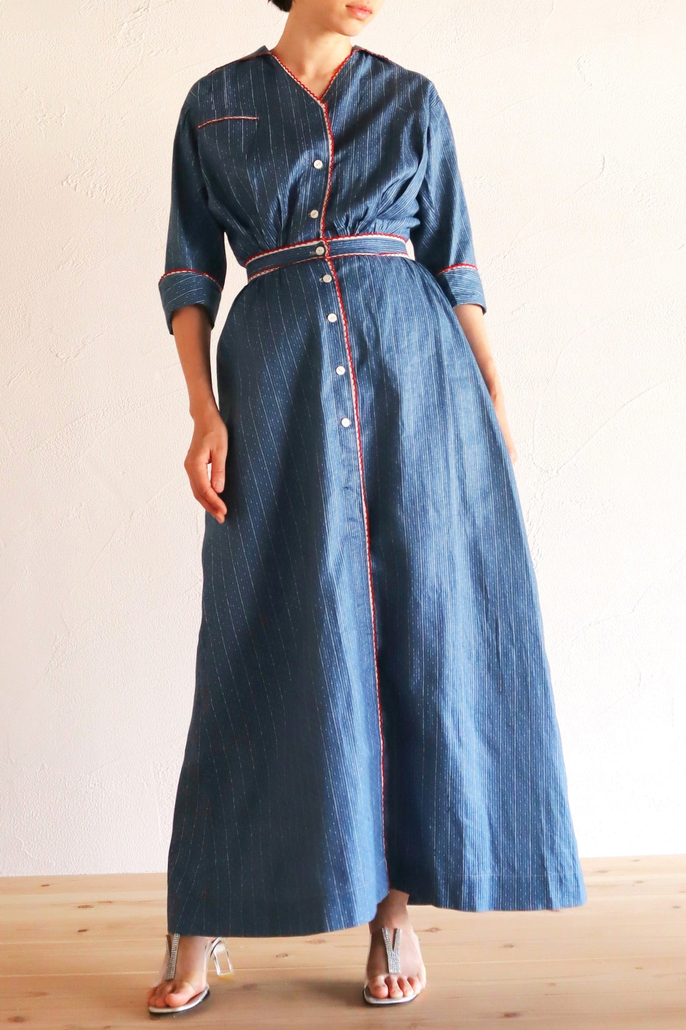 1910s Indigo Calico Dress