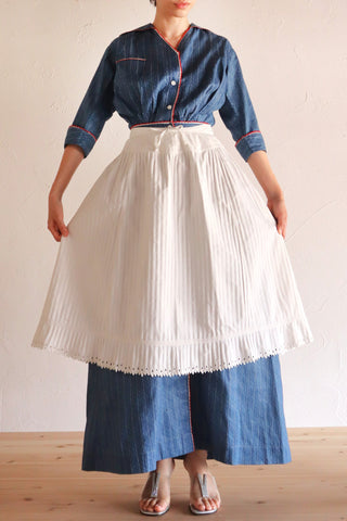1910s French Striped Cotton Skirt