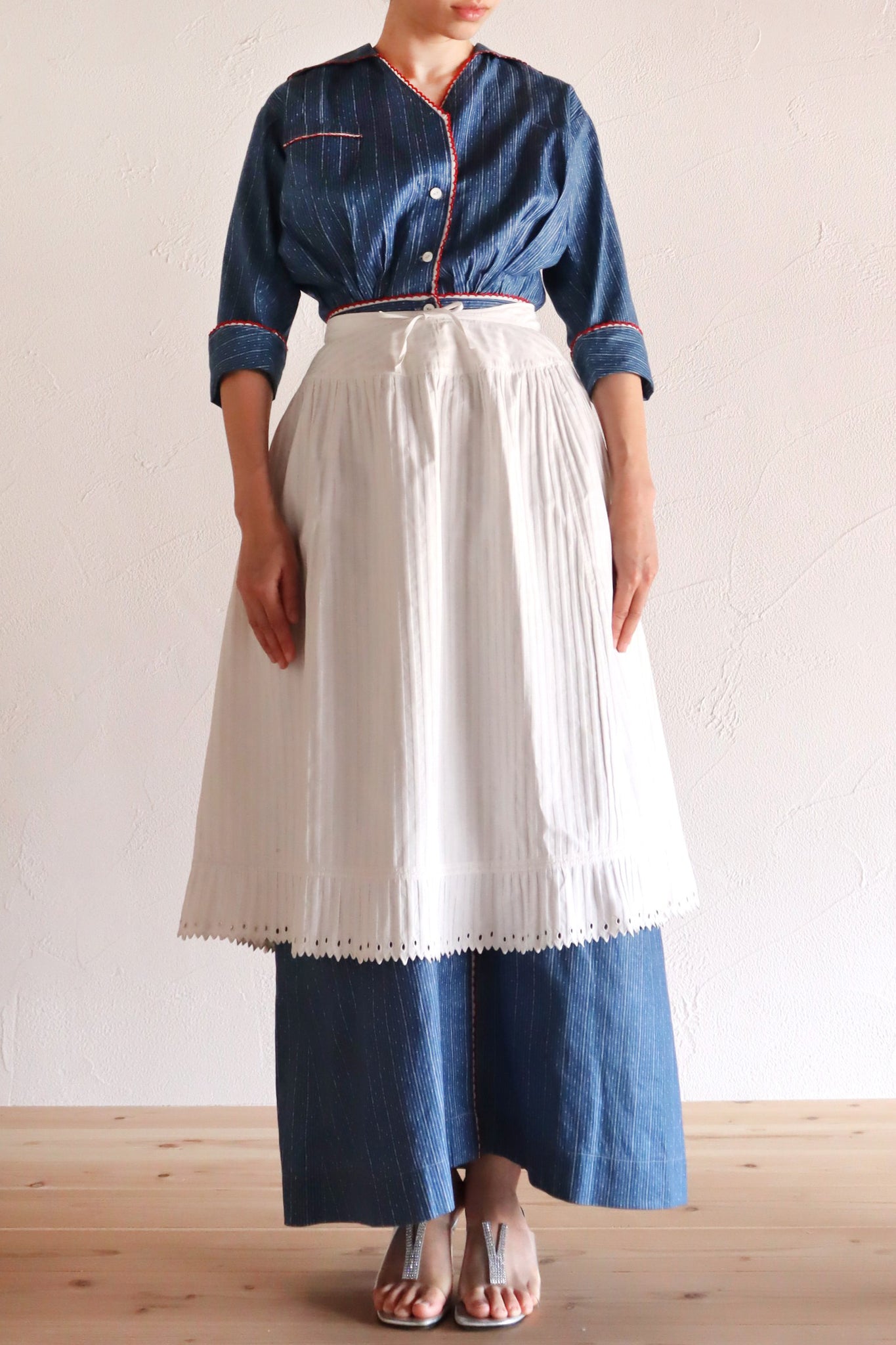 1910s French Striped Cotton Skirt