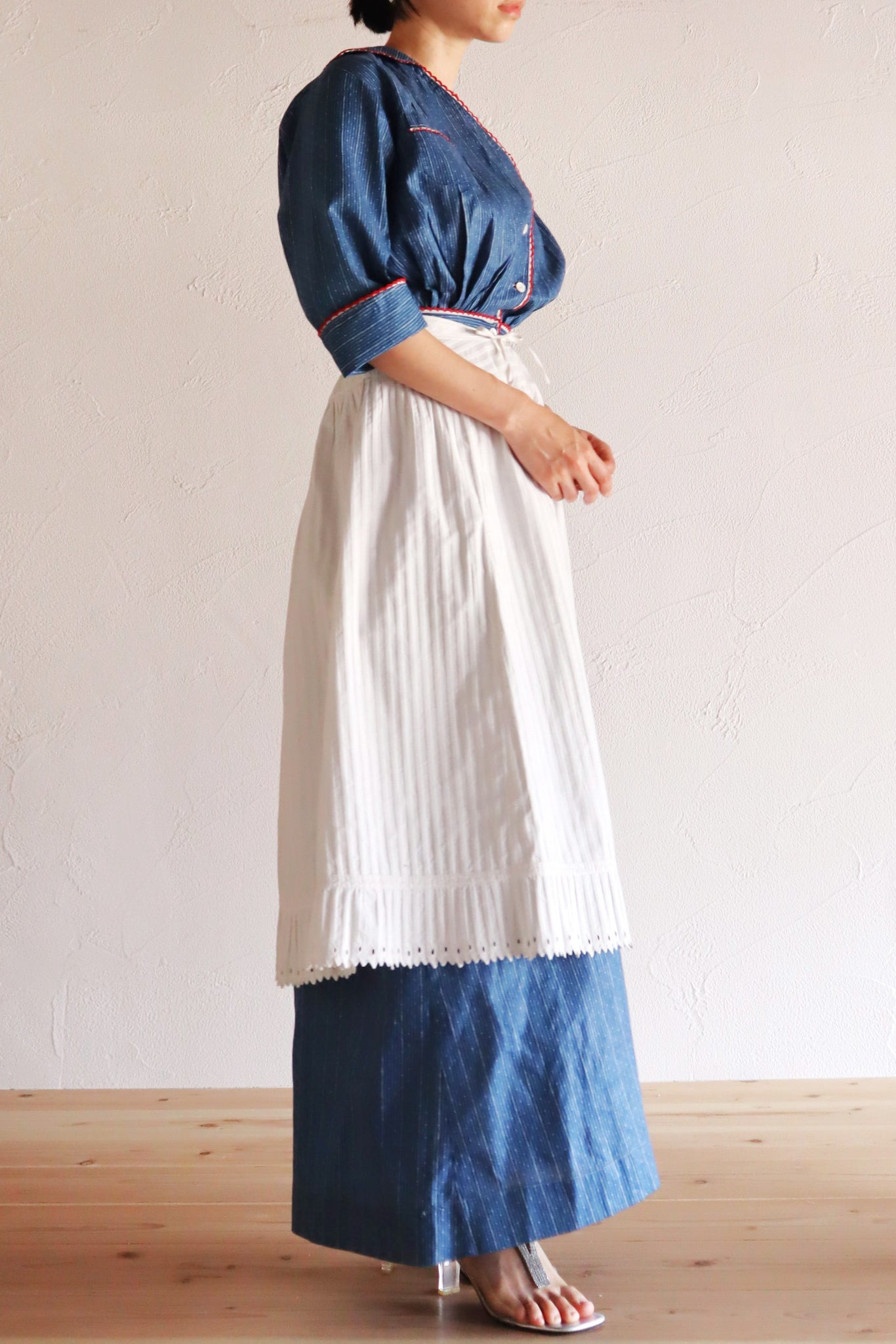 1910s French Striped Cotton Skirt