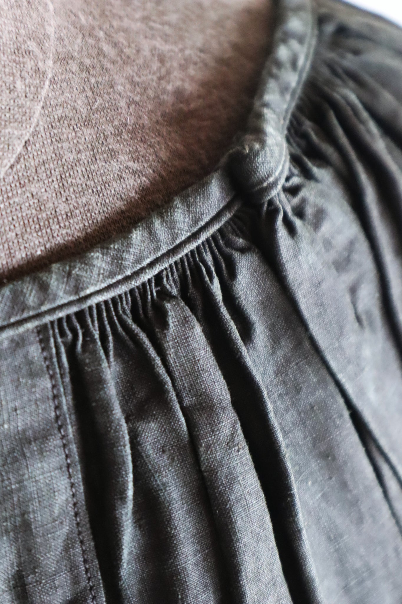 Early 1900s French Black Indigo Linen Biaude