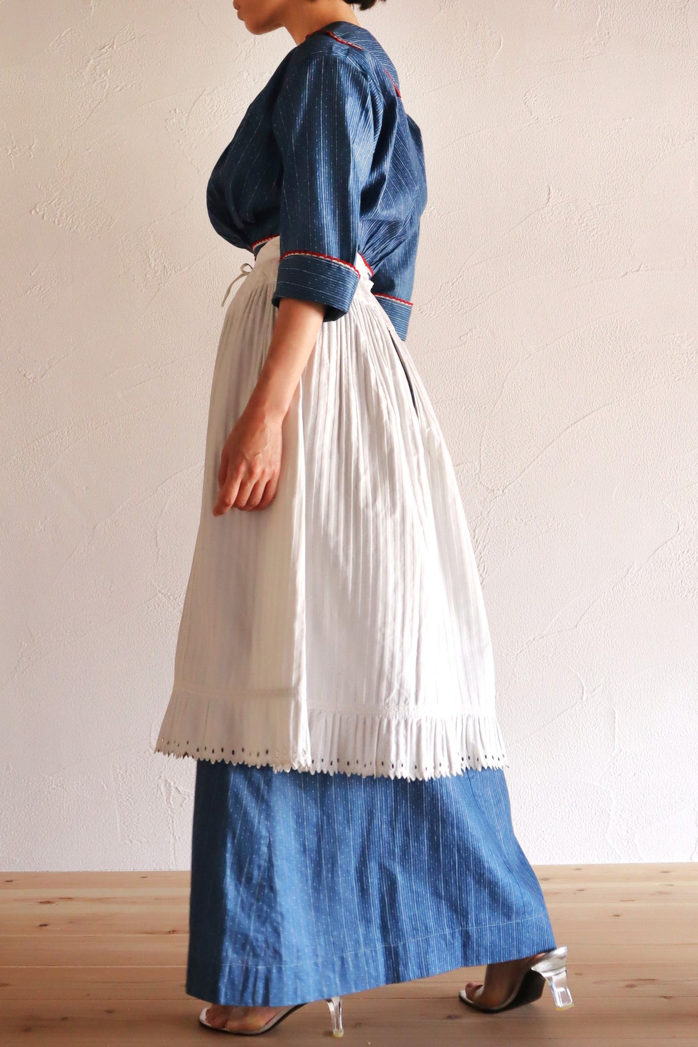 1910s French Striped Cotton Skirt