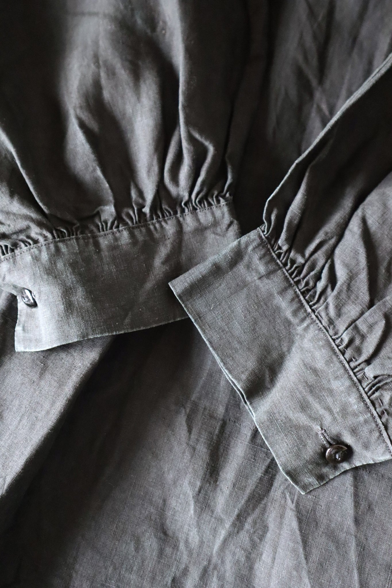 Early 1900s French Black Indigo Linen Biaude
